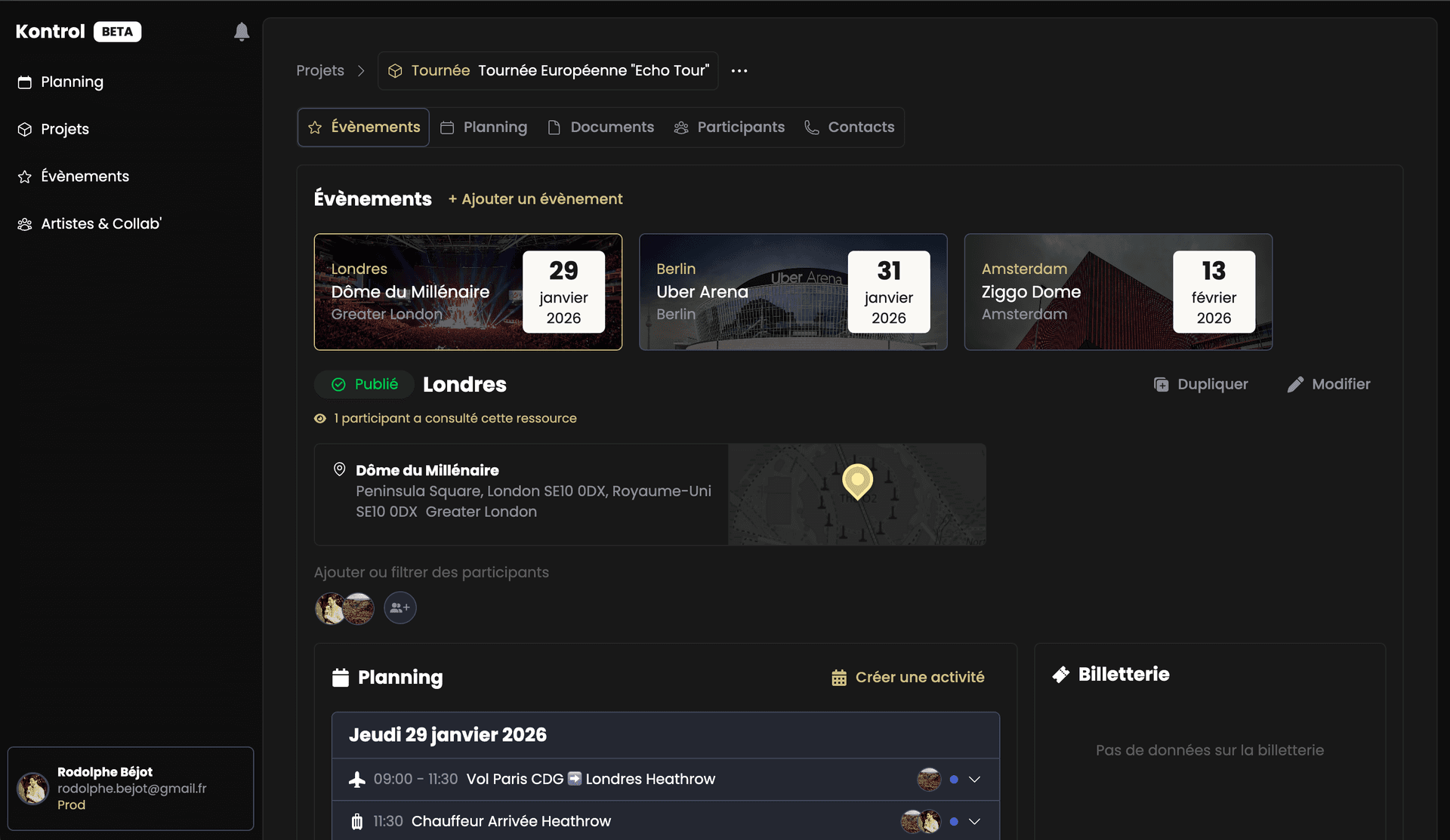 Gestion des Événements